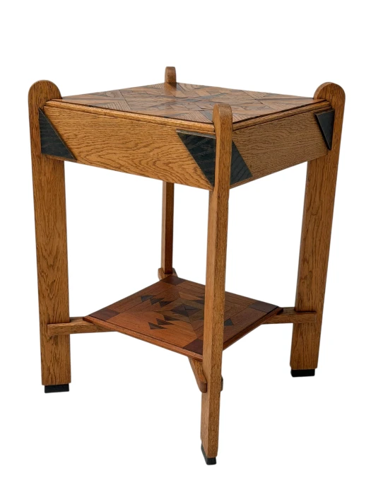 Art Deco Amsterdamse School Two-Tier Side Table with Marquetry 1920s